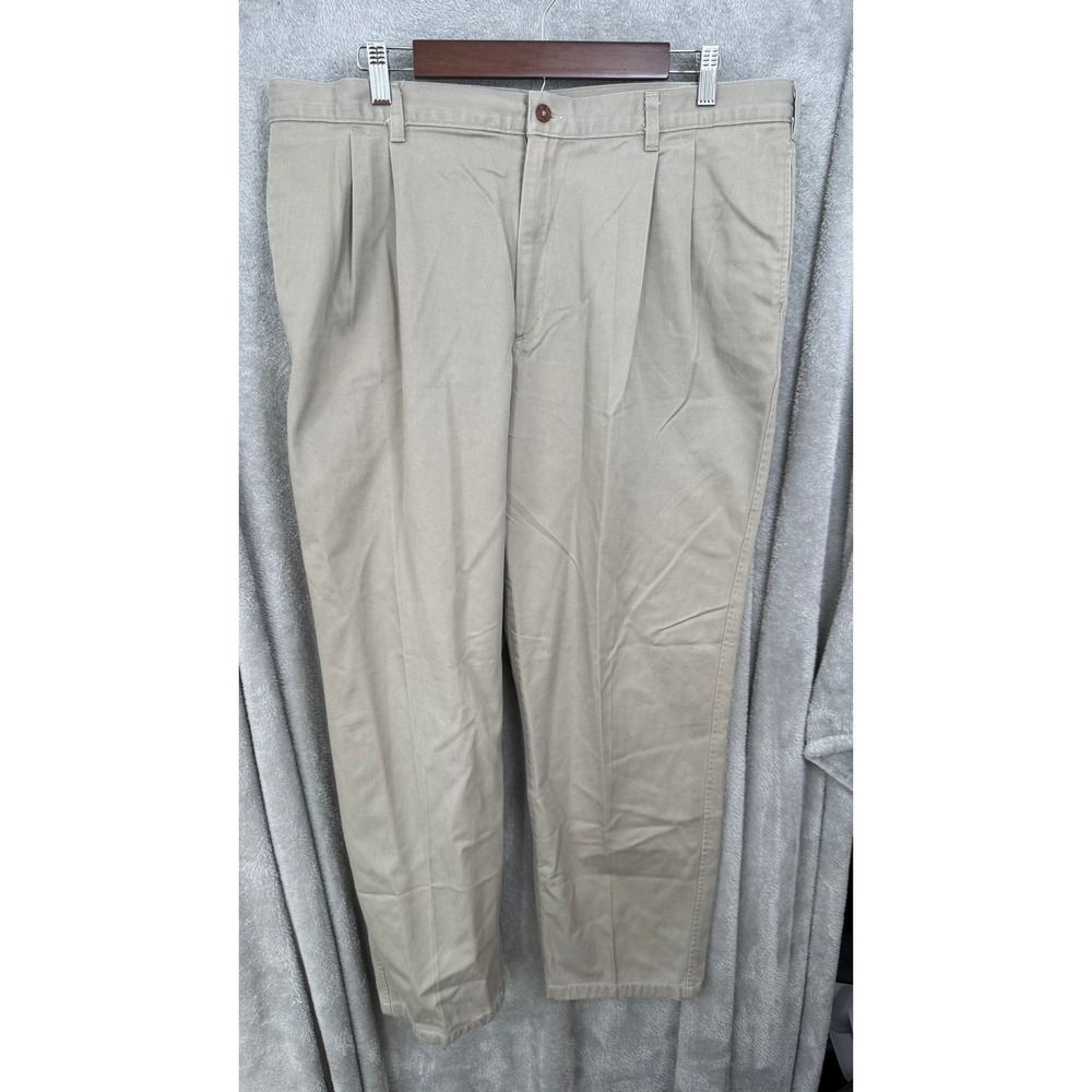 Farah Mens Pleated Front Khaki Pants 38x32 Cotton Blend Casual Trousers
